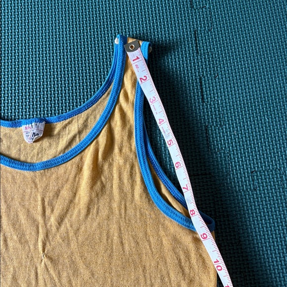 VINTAGE Single Stitch Yellow Tank Top with Blue Trim from JCPenny Size M - Picture 6 of 9